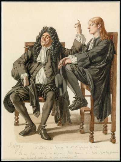 Ritratto di Monsieur Diafoirus pere et fils, 1870 circa (acquerello) da Edmond Aime Florentin Geffroy