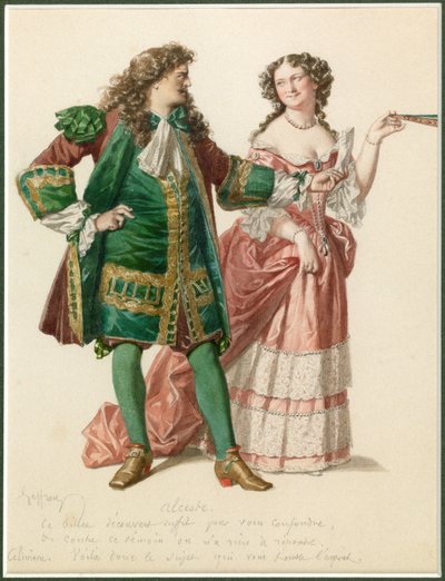 Ritratto di Alceste e Celimene, 1870 circa (acquerello) da Edmond Aime Florentin Geffroy