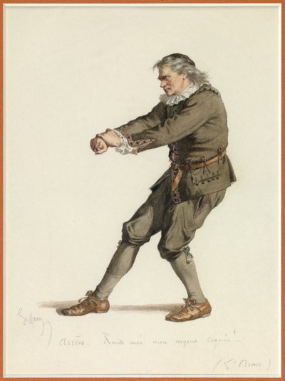 Ritratto di Arpagone, 1870 circa (acquerello) da Edmond Aime Florentin Geffroy