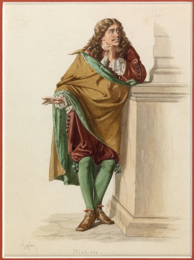 Ritratto di Moliere, 1870 circa (acquerello) da Edmond Aime Florentin Geffroy