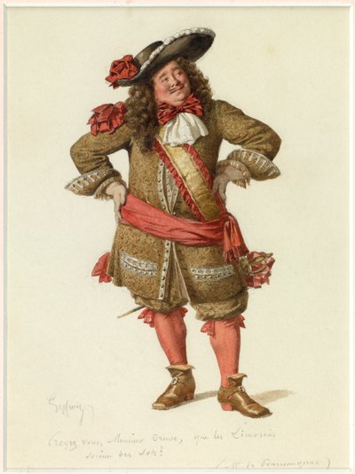 Ritratto di Monsieur de Pourceaugnac, 1870 circa (acquerello) da Edmond Aime Florentin Geffroy