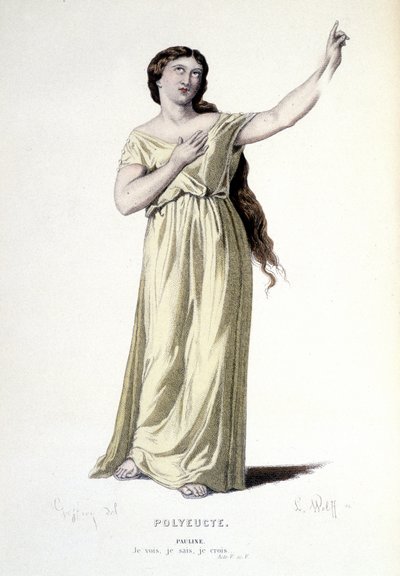 Il personaggio di Pauline nella tragedia Polyeucte martyr - Teatro completo: (Collezione di opere di Corneille) disegno di Geffroy, incisione di L. Wolff - ed. Laplace, Sanchez et Cie, Parigi 1884 da Edmond Aime Florentin Geffroy