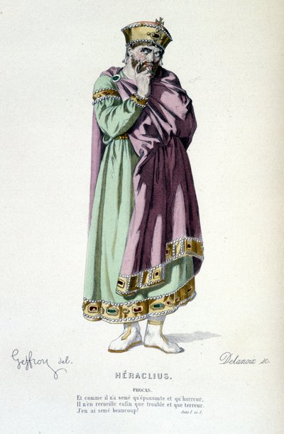 Il personaggio di Phocas nella tragedia Heraclius - Teatro Completo: (Collezione di opere di Corneille) disegno di Geffroy, incisione di Delanoix - ed. Laplace, Sanchez et Cie, Parigi 1884 da Edmond Aime Florentin Geffroy