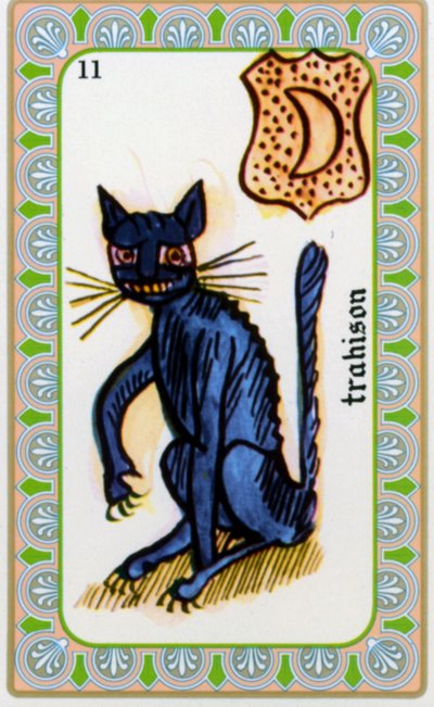 tarocchi di magus Belline disegnati da Edmond Billaudot c. 1845 e dati al chiaroveggente Belline per la ristampa: carta del tradimento: il gatto da Edmond Billaudot