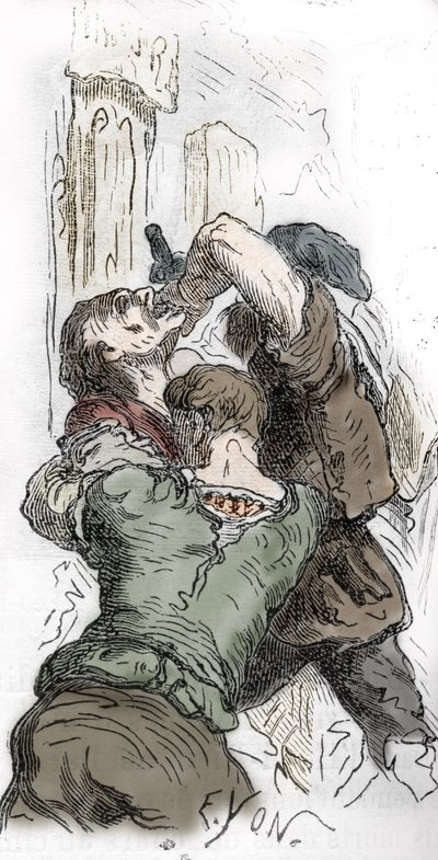 Peste Nera: massacro degli ebrei, 1348, illustrazione da "Histoire-populaire-de-France" di Charles Lahure, 1866 da Edmond Charles Yon