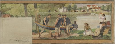 Bozzetto per il municipio di Saint-Maurice: Paesaggio. Le rive della Marna (per la sala del villaggio), tra il 1890 e il 1892 da Edmond Debon