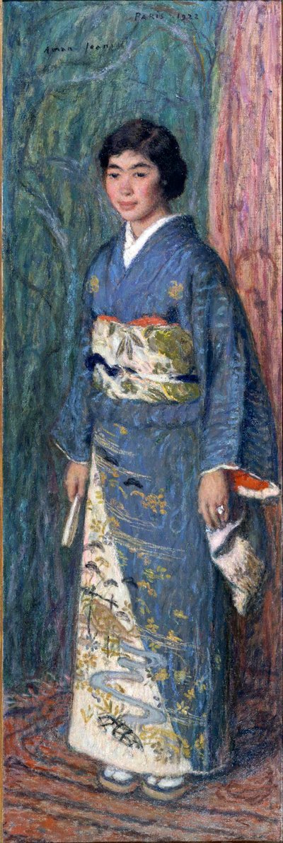 Ritratto di una donna giapponese in kimono, o Madame Kuroki da Edmond François Aman Jean