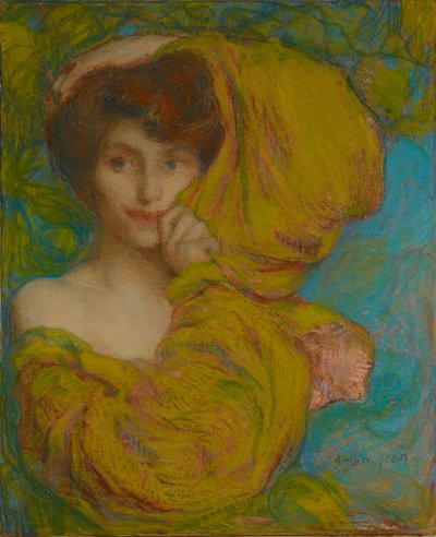Giovane donna con sciarpa gialla da Edmond François Aman Jean