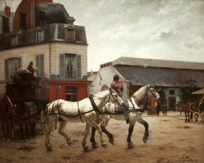 Una fermata della carrozza a Place de Passy da Edmond Georges Grandjean