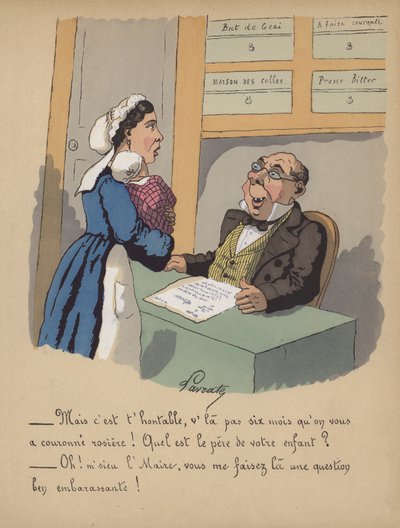 Una madre che registra il suo bambino al municipio da Edmond Lavrate