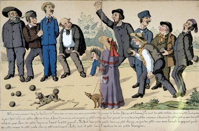 Piccoli borghesi che giocano a bocce - Cartone sociale di Lavrate da Edmond Lavrate
