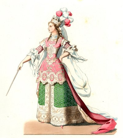Donna francese in costume da ballo da Edmond Lechevallier Chevignard