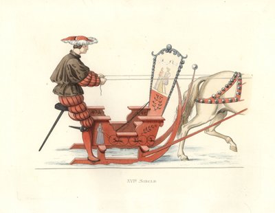 Uomo tedesco che compete in una gara di slitte da Edmond Lechevallier Chevignard