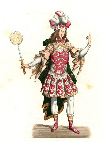 Luigi XIV di Francia, il re sole, in costume da ballo da Edmond Lechevallier Chevignard