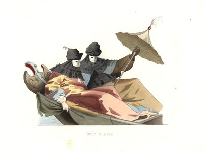 Veneziani con maschere bauta da Edmond Lechevallier Chevignard