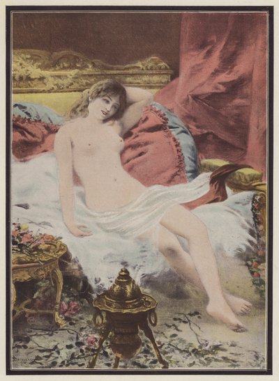 Delirio, donna seduta su un divano da Edmond Louis Dupain