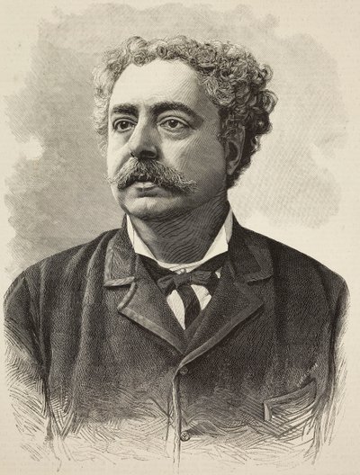 Ritratto di Edmondo De Amicis (1846-1908), autore italiano, incisione di E Mancastroppa da fotografia di Schemboche da L