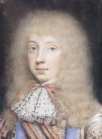 Ritratto di Edward Stuart, busto con capelli fluenti e cravatta di pizzo da Edmund Ashfield