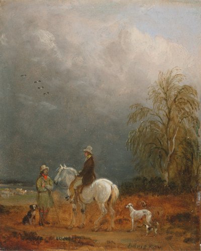 Un viaggiatore e un pastore in un paesaggio da Edmund Bristow