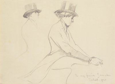 Figure equestri (matita su carta) da Edmund Charles Tarbell