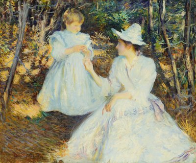 Madre e figlio nei boschi di pini da Edmund Charles Tarbell