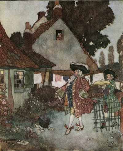 Cenerentola: il ministro cerca in tutte le case del regno la ragazza che ha perso la scarpetta di vetro c.1910 da Edmund Dulac