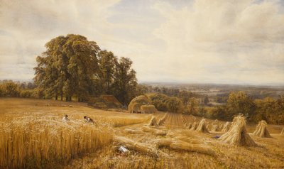 Un ampio paesaggio con mietitori, 1873 da Edmund George Warren
