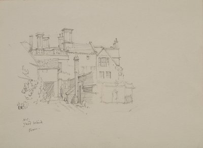 Schizzo del cortile dietro il fienile del Warden nel New College, con alloggi sullo sfondo da Edmund Hort New