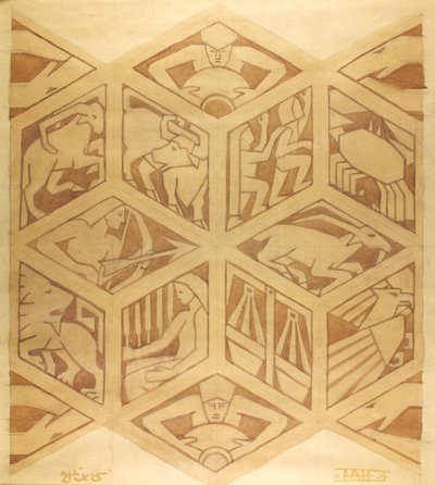 Segni zodiacali - Art Deco, aprile 1934 (guazzo su carta) da Edmund Hunter