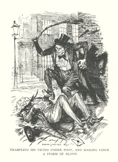 Illustrazione per Lo strano caso del dottor Jekyll e del signor Hyde di R L Stevenson (litografia) da Edmund Joseph (after) Sullivan