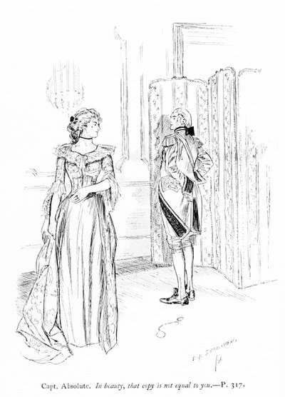 Illustrazione per I rivali di Sheridan (incisione) da Edmund Joseph (after) Sullivan