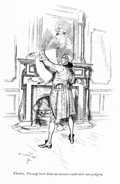 Illustrazione per La scuola della maldicenza di Sheridan (incisione) da Edmund Joseph (after) Sullivan