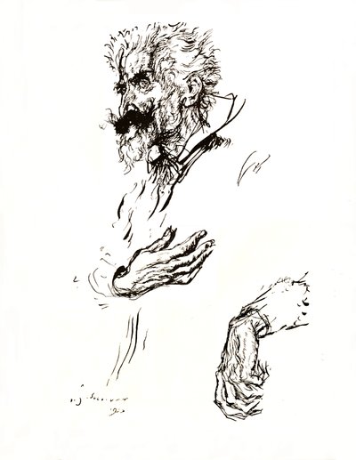 Don Chisciotte. Schizzo a penna da Line: Uno studio d