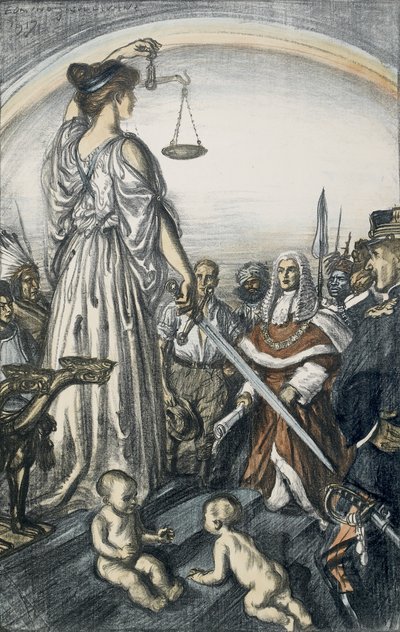 Il regno della giustizia, 1917 (litografia) da Edmund Joseph Sullivan