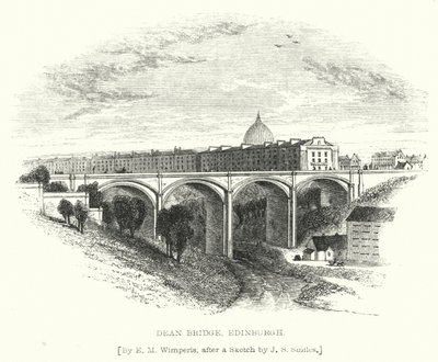 Ponte Dean, Edimburgo (incisione) da Edmund Morison (after) Wimperis