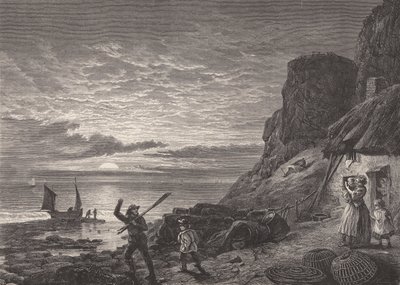 Pescatori padre e figlio che salutano la loro famiglia da Edmund Morison (after) Wimperis