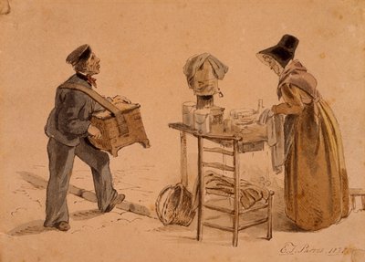 Un uomo con un organetto e un venditore di caffè, 1828 da Edmund Thomas Parris