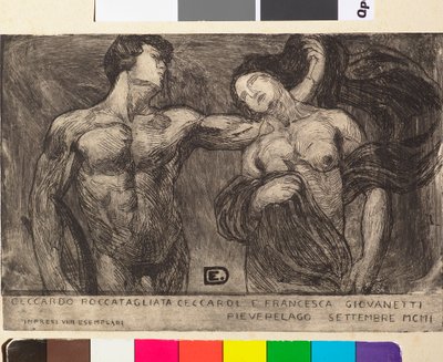 Avviso del matrimonio del poeta Ceccardo Roccatagliata Ceccardi con Francesca Giovanetti da Edoardo de Albertis
