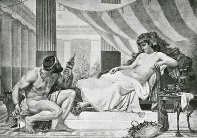 Ercole ai piedi di Omphale (litografia) da Edouard-Joseph (after) Dantan