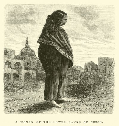 Una donna dei ranghi inferiori di Cuzco (incisione) da Edouard (after) Riou