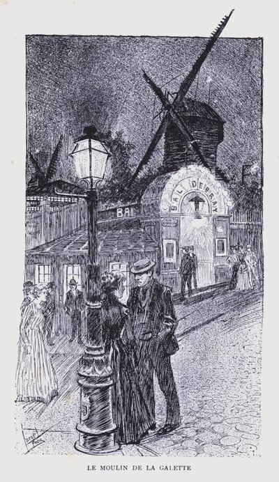 Parigi bohémien: Le Moulin de la Galette (litografia) da Edouard Alfred (1875 1954) Cucuel