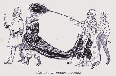Parigi bohémien: Leandre come Regina Vittoria (litografia) da Edouard Alfred (1875-1954) Cucuel