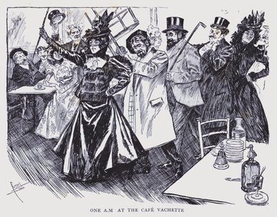 Parigi bohémien: Una mattina al Caffè Vachette (litografia) da Edouard Alfred (1875-1954) Cucuel