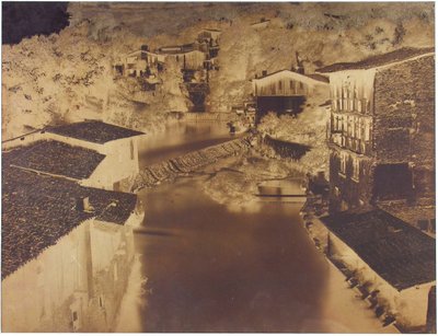 Senza Titolo [case vicino a un fiume, forse Italia o Francia], 1854 da Édouard Baldus