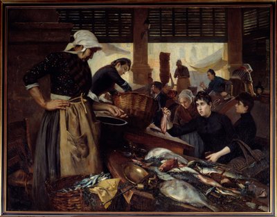 Vista della Sala Delacroix. Passeggiata al pesce di Marsiglia. Dipinto di Edouard Cremieux (1856-1944) da Edouard Cremieux