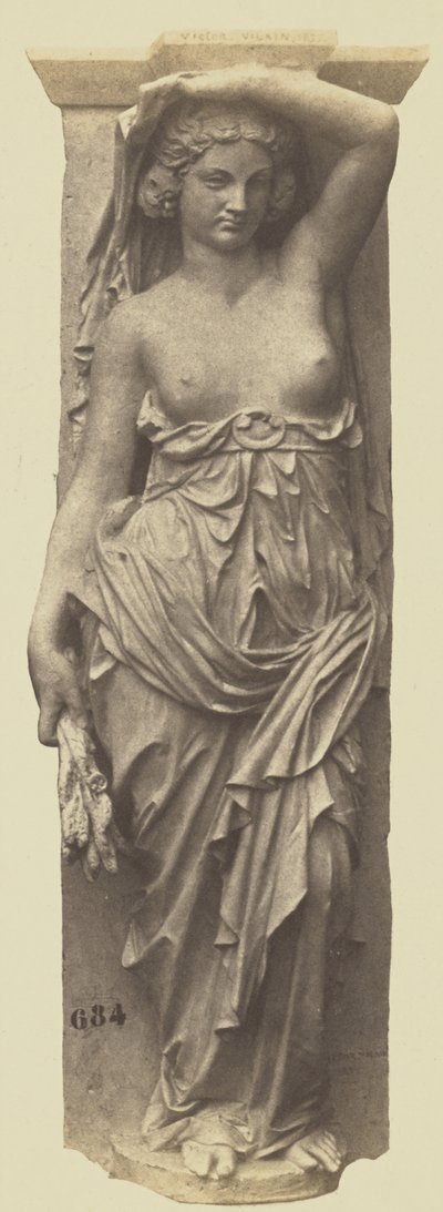 Cariatide di Victor Vilain, Decorazione del Louvre, Parigi da Edouard Denis Baldus