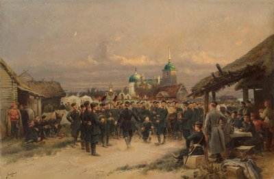 Cantanti del 4° Battaglione di Fucilieri della Famiglia Imperiale a Tsarskoye Selo, 1889 da Jean Baptiste Edouard Detaille
