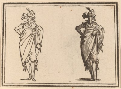 Gentiluomo visto di fronte con mano sui fianchi da Edouard Eckman after Jacques Callot