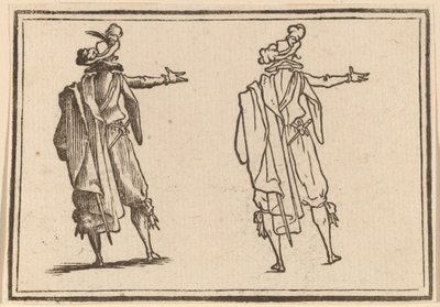 Uomo visto da dietro con il braccio destro esteso da Edouard Eckman after Jacques Callot