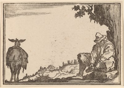 Contadino che si toglie la scarpa da Edouard Eckman after Jacques Callot
